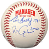 Tom Kelly and Ron Gardenhire Autographed Fan HQ Exclusive Manager Of The Year Baseball (Numbered Edition) Autographs Fan HQ   