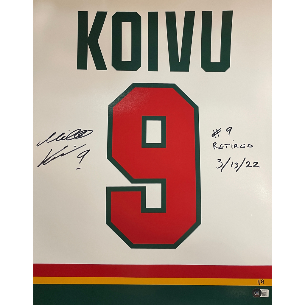 Mikko Koivu Autographed 16x20 Photo w/ Number Retired Inscription (Numbered Edition) Autographs FanHQ Number 1/9  