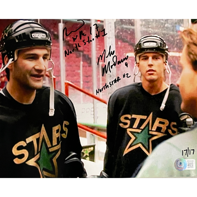Mike Modano and Basil McRae Autographed 8x10 Photo (Numbered Edition) Autographs Fan HQ Number 17/17  