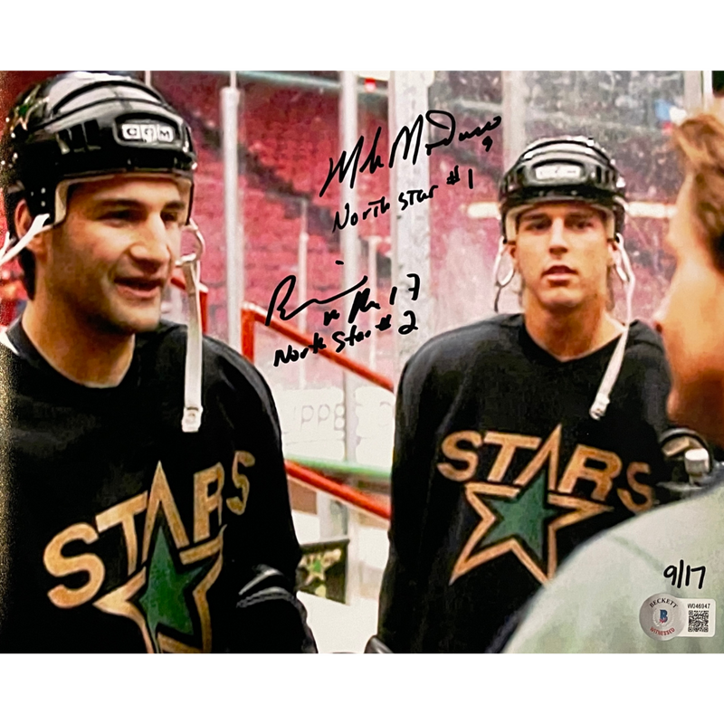 Mike Modano and Basil McRae Autographed 8x10 Photo (Numbered Edition) Autographs Fan HQ Number 9/17  