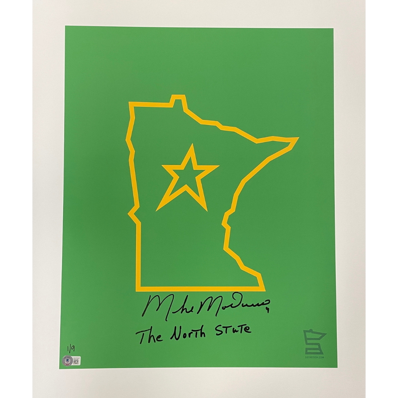 Mike Modano Autographed SotaStick 20x24 North State Print (Numbered Edition) Autographs FanHQ Number 1/9  