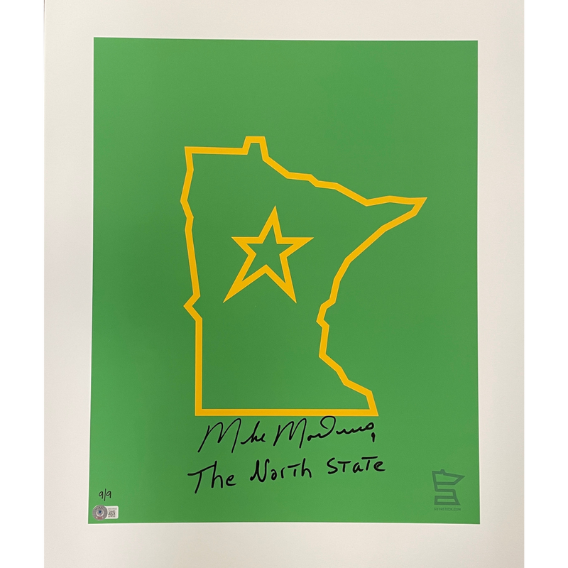 Mike Modano Autographed SotaStick 20x24 North State Print (Numbered Edition) Autographs FanHQ Number 9/9  