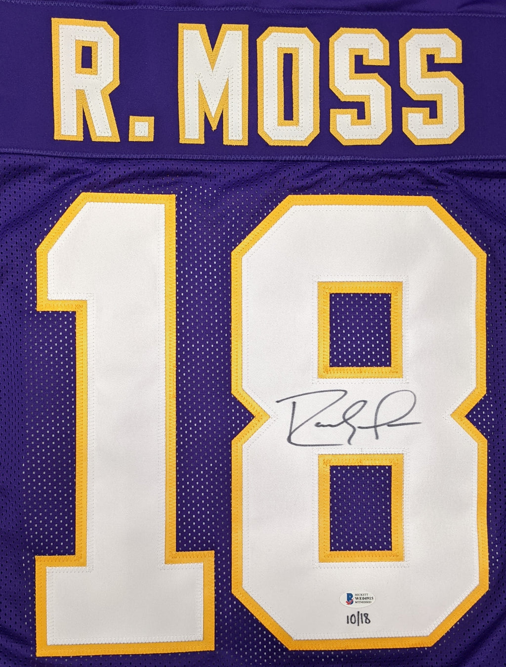 Randy Moss Autographed #18 Rookie Training Camp Purple Pro-Style Jersey (Standard Number) Autographs FanHQ   