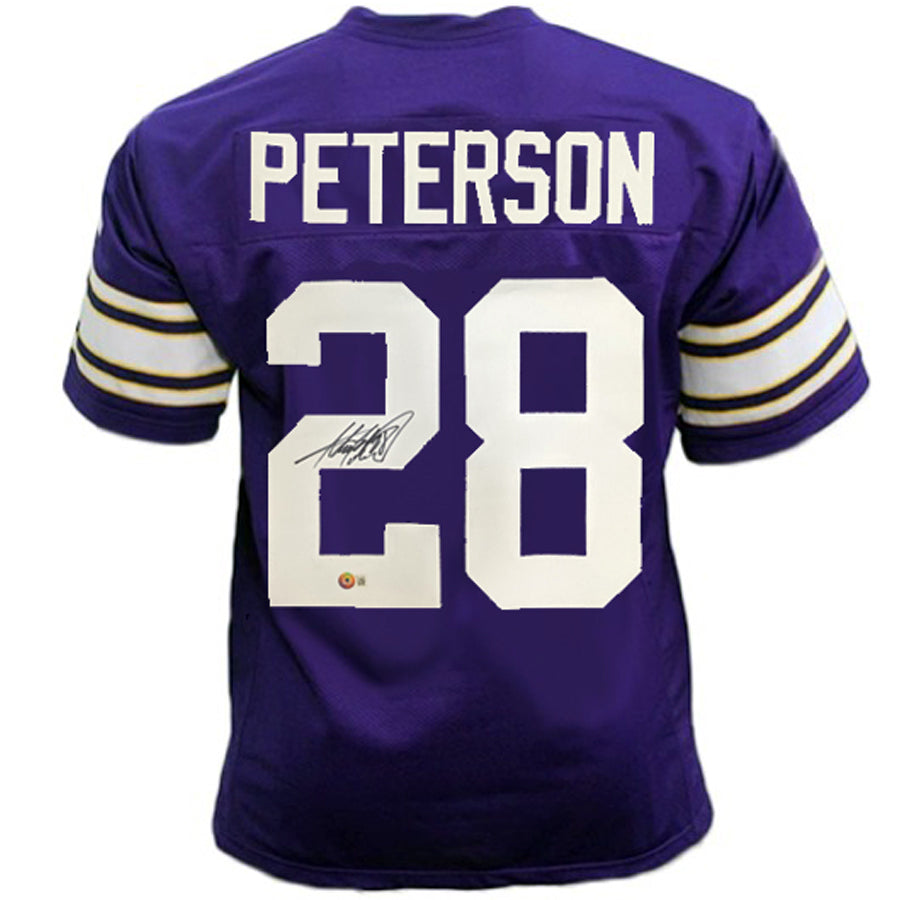 Adrian Peterson Autographed Purple Throwback Pro-Style Jersey Autographs FanHQ   