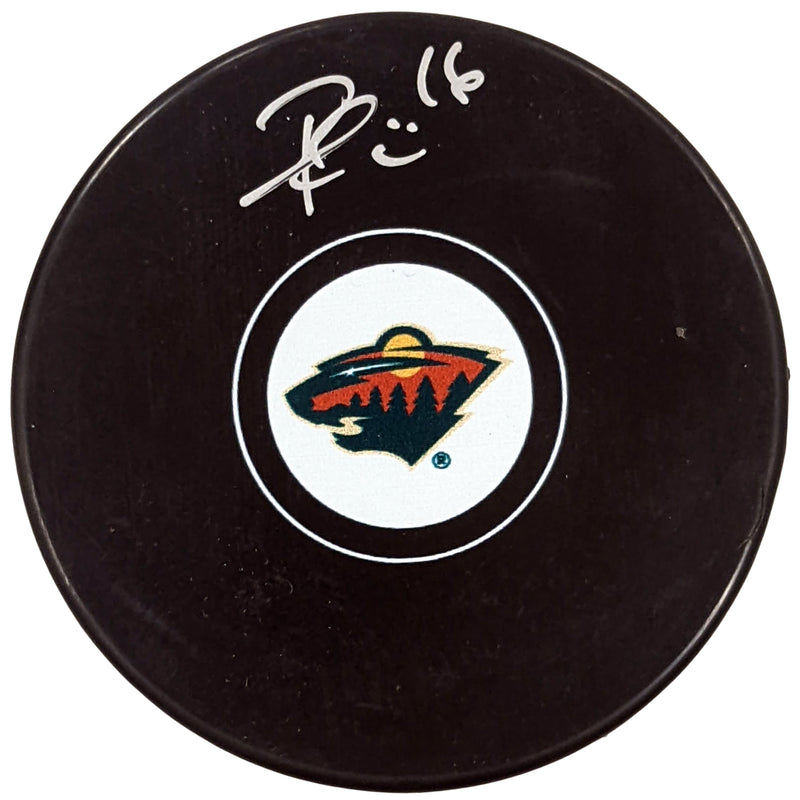 Rem Pitlick Autographed Minnesota Wild Logo Puck Autographs FanHQ   