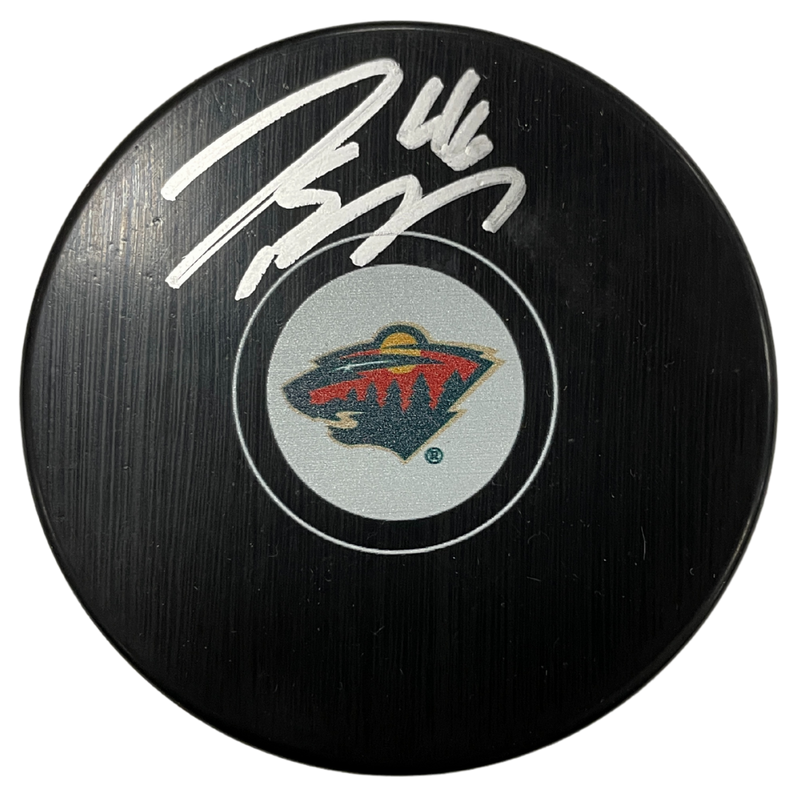 Jared Spurgeon Autographed Minnesota Wild Logo Puck Autographs FanHQ   
