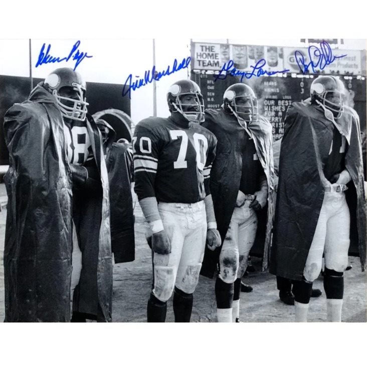 Purple People Eaters Signed Scoreboard 16x20 Photo - Carl Eller, Alan Page, Jim Marshall, and Gary Larsen Autographs Fan HQ   