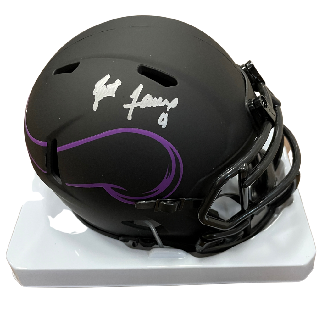 Brett Favre Autographed Minnesota Vikings Eclipse Mini Helmet Autographs FanHQ   