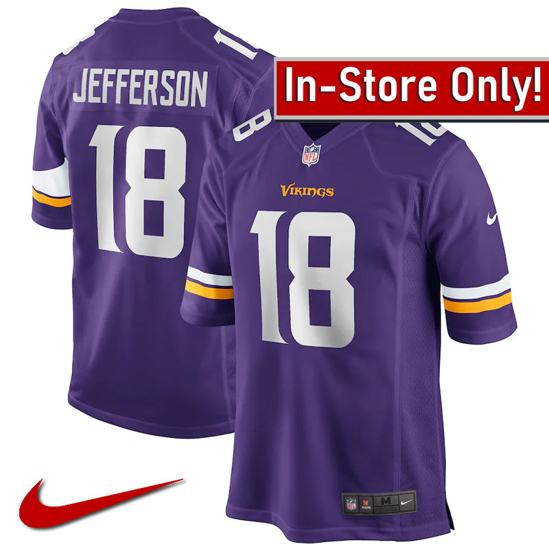 AVAILABLE IN-STORE ONLY! Justin Jefferson Minnesota Vikings Purple Nike Game Jersey Jersey Nike   