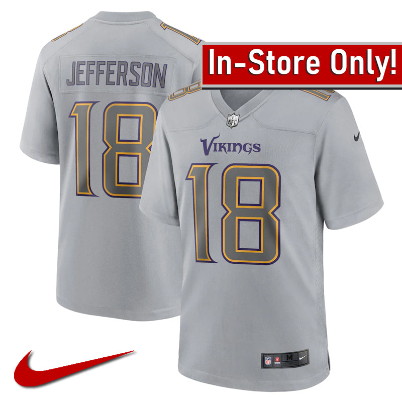 AVAILABLE IN-STORE ONLY! Justin Jefferson Minnesota Vikings Gray Nike Atmosphere Game Jersey Jersey Nike   