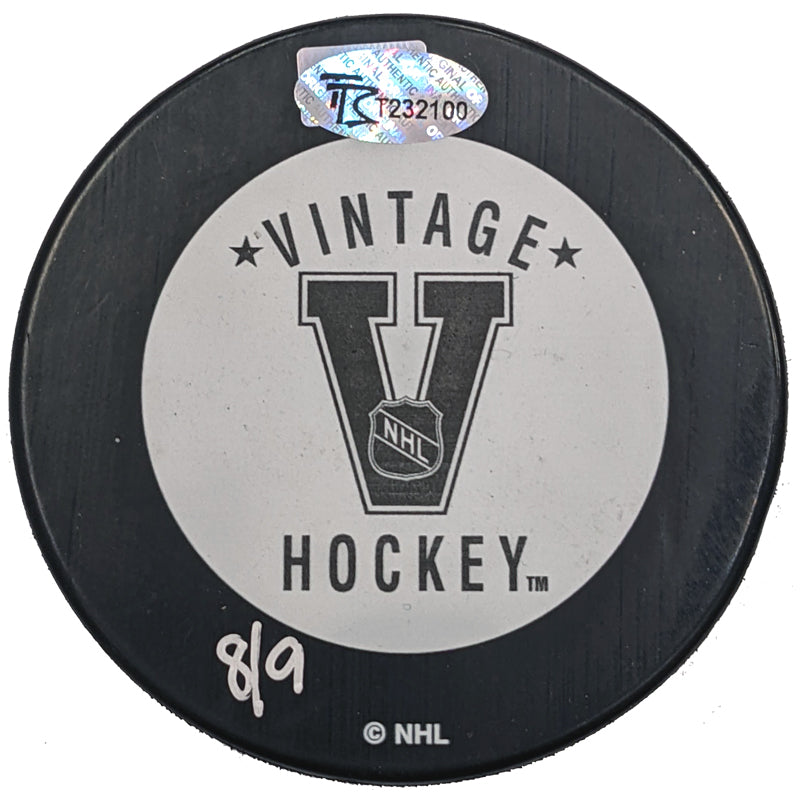 Mark Johnson Autographed & Inscribed Minnesota North Stars Puck (Standard Number) Autographs FanHQ