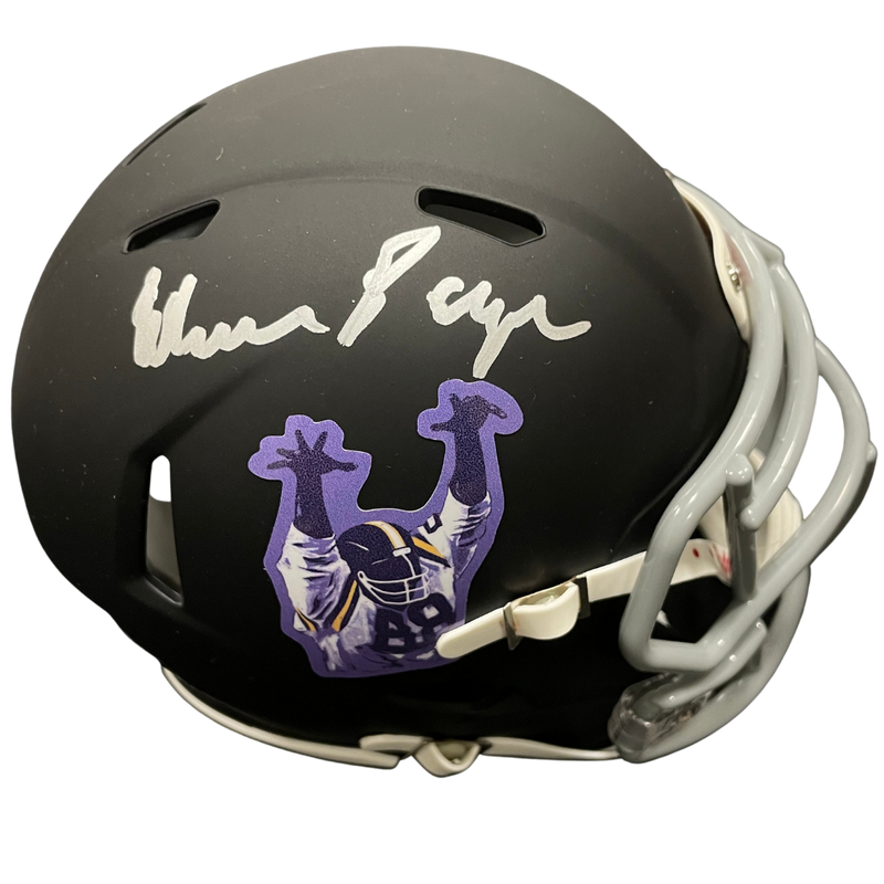 Alan Page Autographed Custom SotaStick Art Blackout Mini Helmet (Standard Number) Autographs Fan HQ   