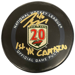 Jared Spurgeon Signed and Inscribed 20th Season Game Puck Minnesota Wild (Numbered Edition) Autographs FanHQ   