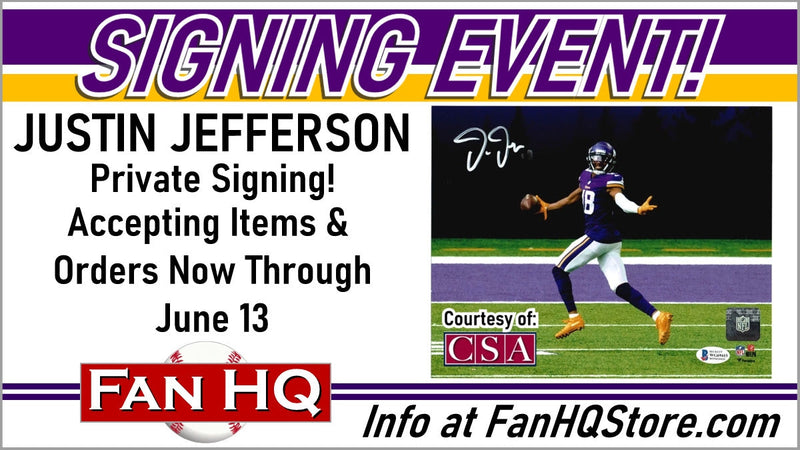 JUSTIN JEFFERSON Limited Private Signing - Items/Orders due June 13!