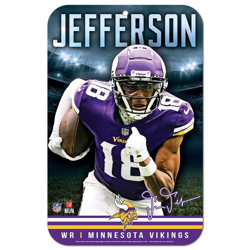 Justin Jefferson 11" x 17" Plastic Sign Minnesota Vikings