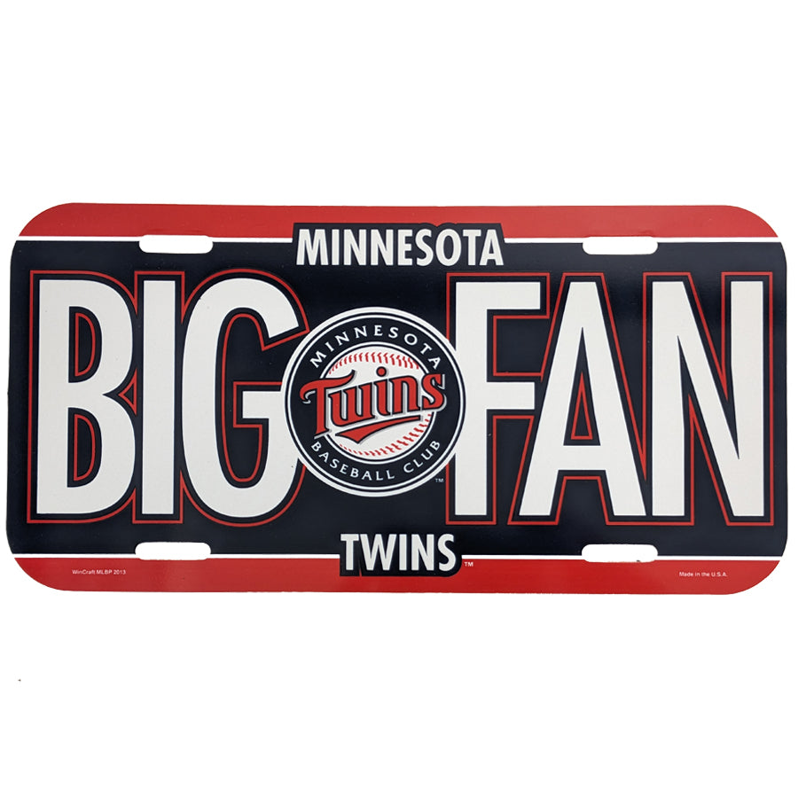 Minnesota Twins Big Fan Plastic License Plate Automotive Wincraft   