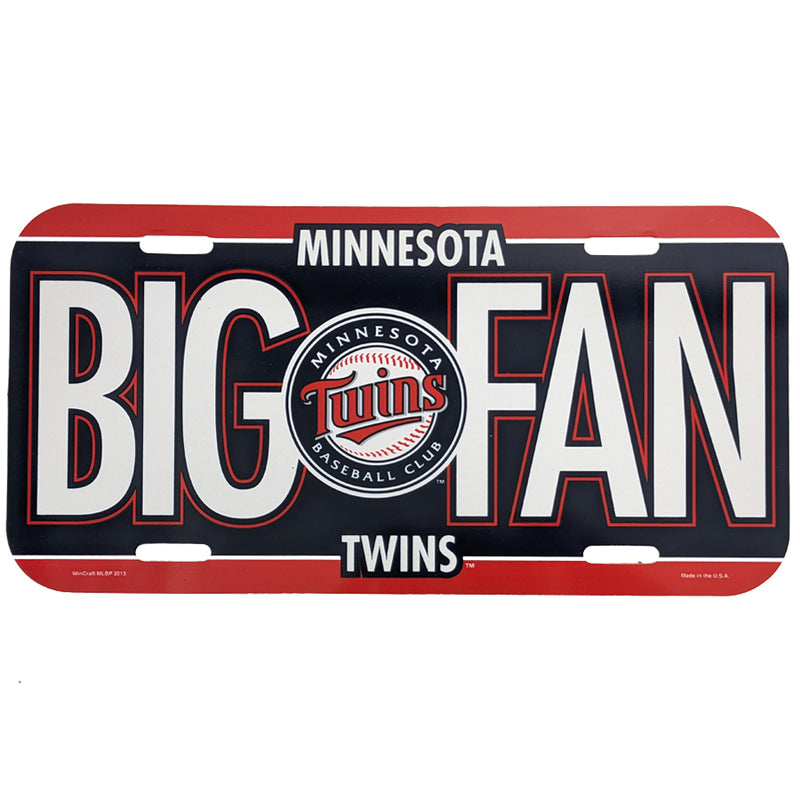 Minnesota Twins Big Fan Plastic License Plate