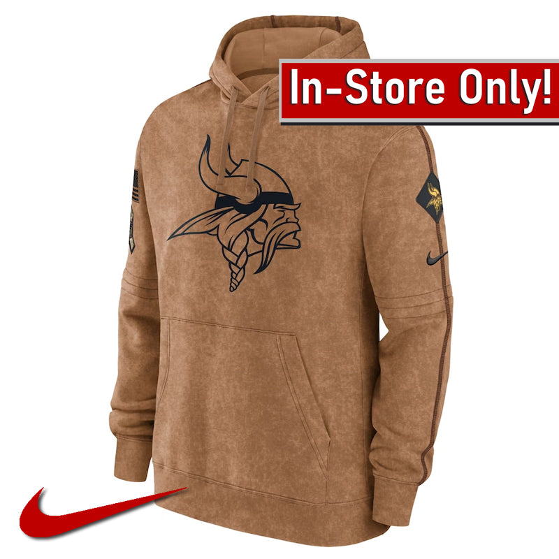 AVAILABLE IN-STORE ONLY! Minnesota Vikings 2023 Nike Salute to Service Club Pullover Hoodie