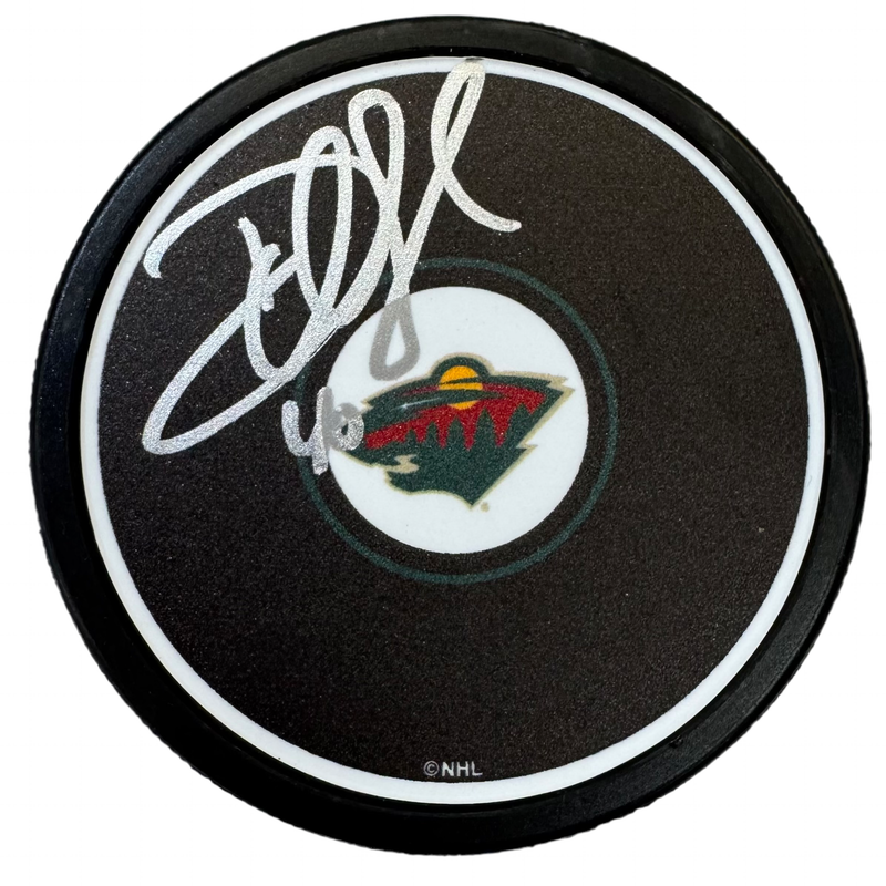 Devan Dubnyk Autographed Minnesota Wild Logo Puck Autographs FanHQ