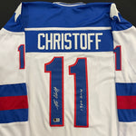 Steve Christoff Autographed USA White Olympic-Style Jersey w/ 1980 Gold Inscription Autographs Fan HQ