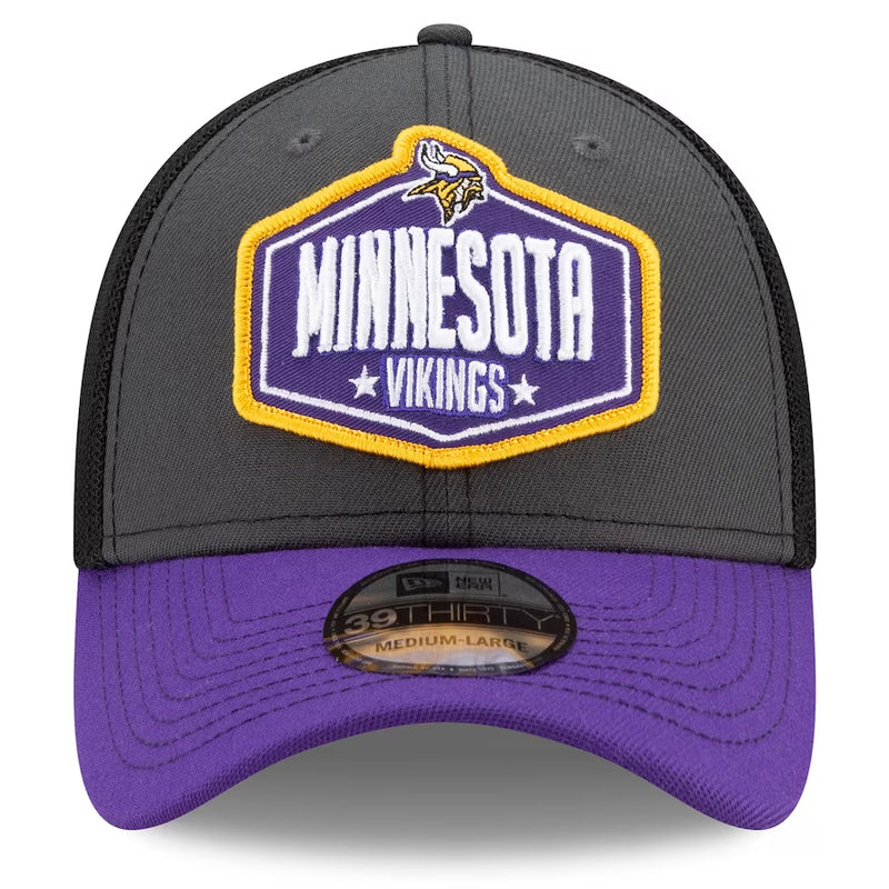 Minnesota Vikings New Era Graphite/Purple 2021 NFL Draft Trucker 39THIRTY Flex Hat