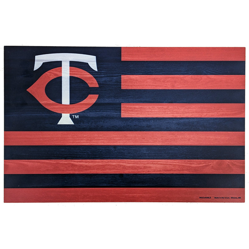Minnesota Twins Americana Flag 11" x 17" Wood Sign