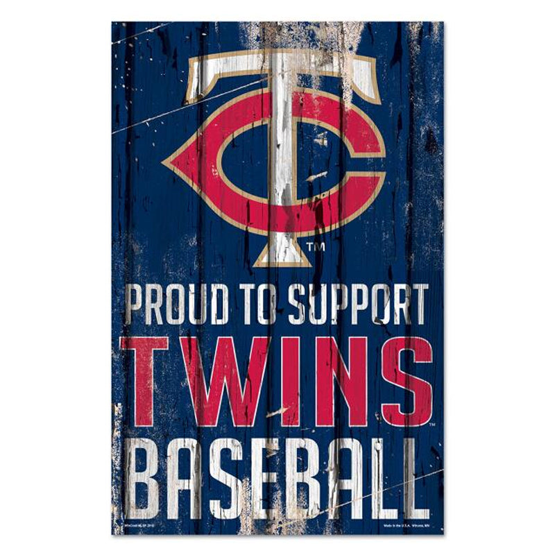 Minnesota Twins Proud to Support 11" x 17" Wood Sign Collectibles Wincraft   