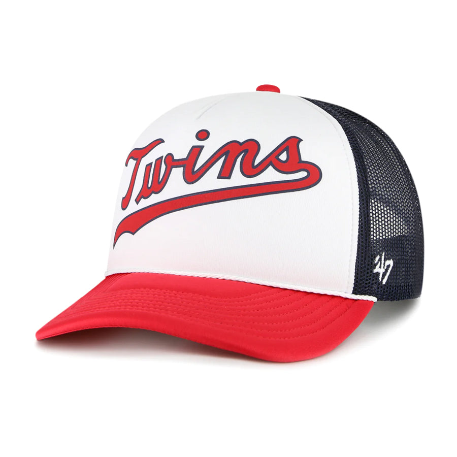 Minnesota Twins '47 Brand Cooperstown Rewind Script Trucker Snapback Hat Hats 47 Brand   