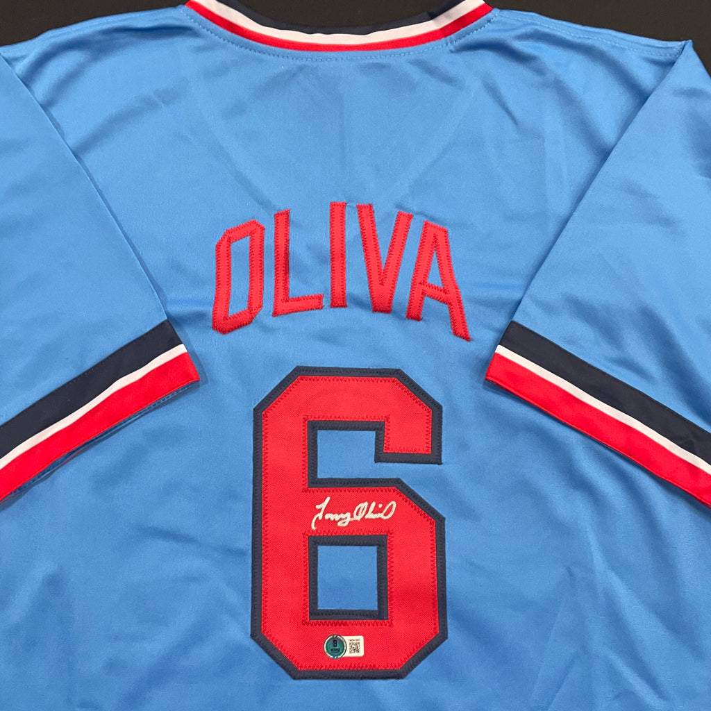 Tony Oliva Autographed Blue Pro-Style Jersey Autographs Fan HQ