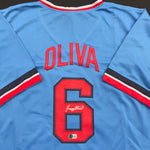 Tony Oliva Autographed Blue Pro-Style Jersey Autographs Fan HQ