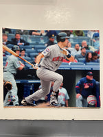 PRE-ORDER: Joe Mauer Autographed Minnesota Twins 8x10 Action Photo (Various to Choose From) Autographs Fan HQ Gray Pinstripes Horizontal Autograph Only