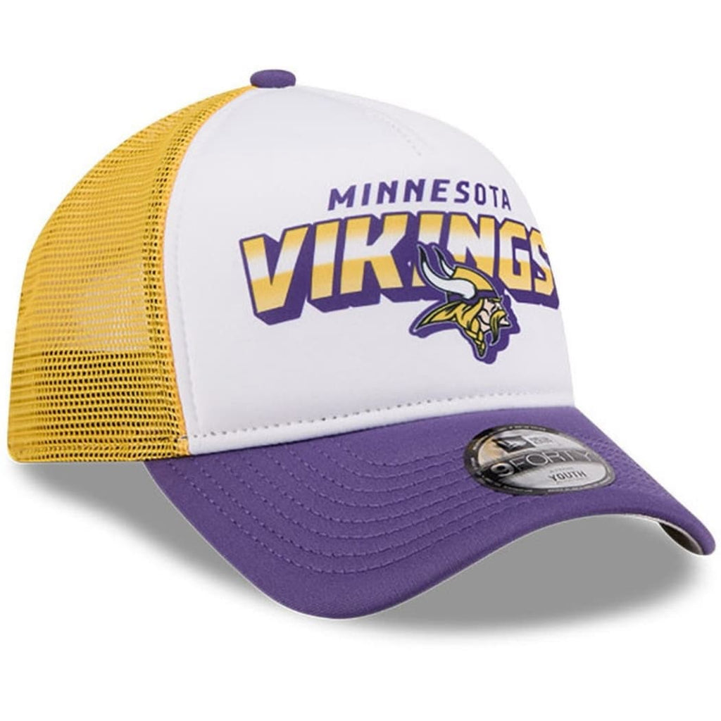 Minnesota Vikings Youth New Era 9FORTY White Streak A Frame Snapback Hat Hats New Era