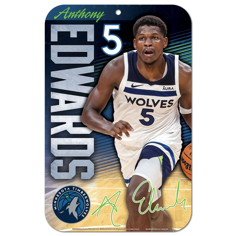 Anthony Edwards 11" x 17" Plastic Sign Minnesota Timberwolves Collectibles Wincraft   