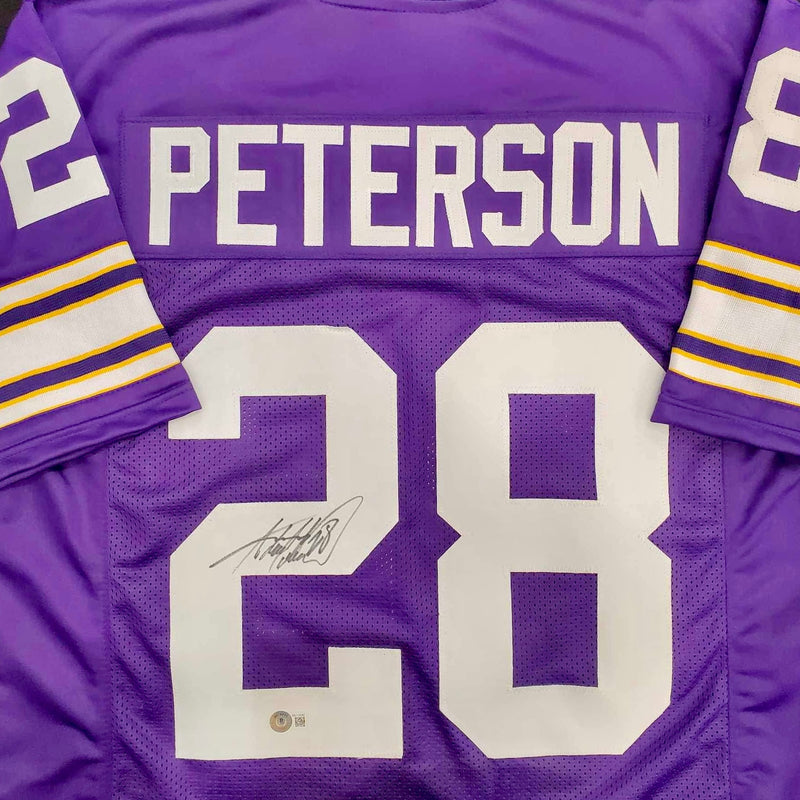 Adrian Peterson Autographed Purple Throwback Pro-Style Jersey Autographs FanHQ   