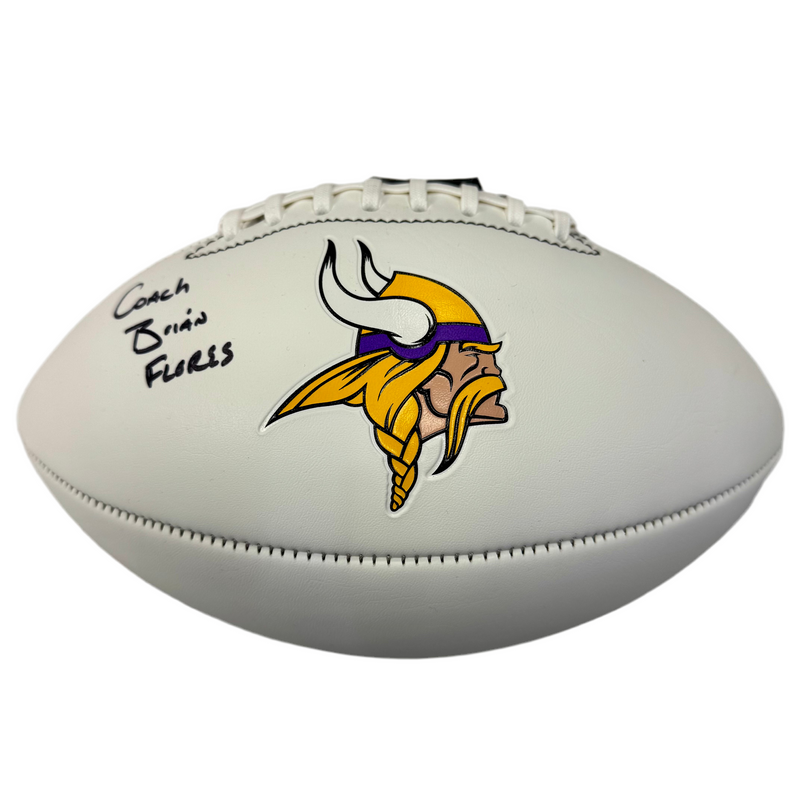 Brian Flores Autographed Minnesota Vikings Full Size Logo Football Autographs FanHQ