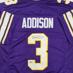 Jordan Addison Autographed Throwback Purple Pro-Style Jersey Autographs FanHQ   