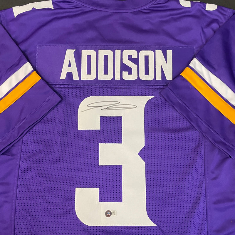 Jordan Addison Autographed Purple Pro-Style Jersey Autographs FanHQ   