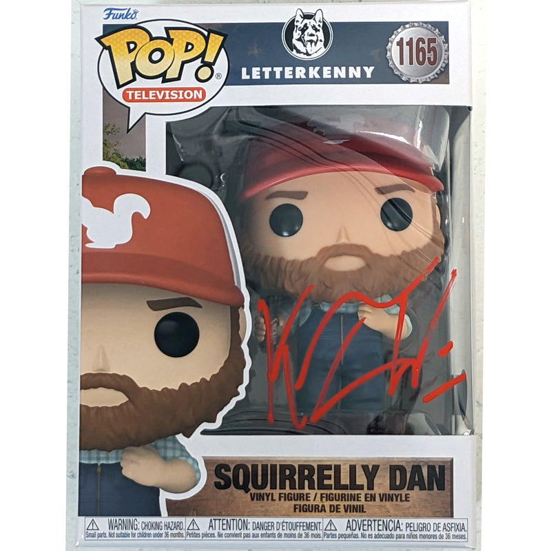 Letterkenny K. Trevor Wilson Autographed Squirrelly Dan Funko Pop Vinyl Figure Autographs FanHQ Red