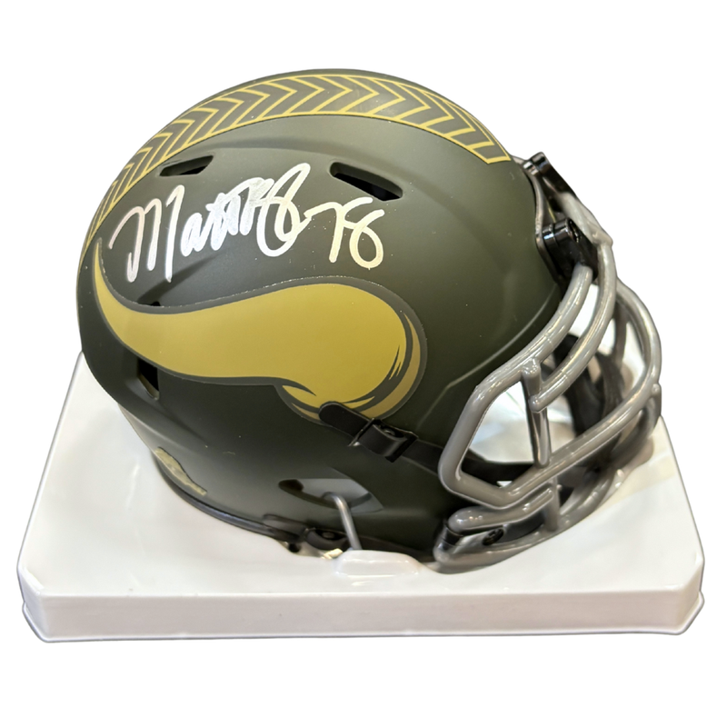 Matt Birk Autographed Minnesota Vikings Salute To Service Speed Mini Helmet