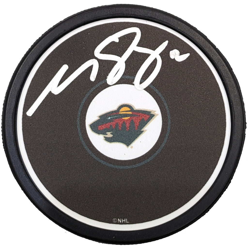 Matt Boldy Autographed Minnesota Wild Recessed Logo Puck Autographs FanHQ   