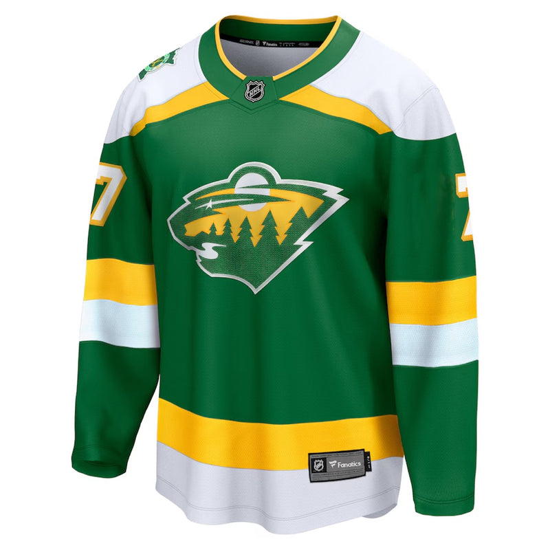 Brock Faber Minnesota Wild Green Alternate Fanatics Breakaway Replica Jersey Jersey Fanatics