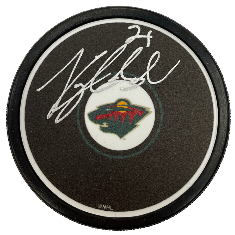 Kyle Brodziak Autographed Minnesota Wild Logo Puck