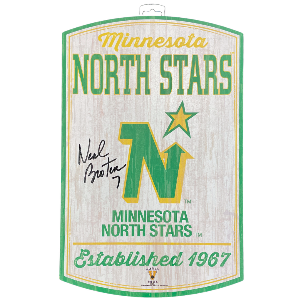 Neal Broten Autographed Minnesota North Stars 11x17 Wood Sign Autographs Fan HQ