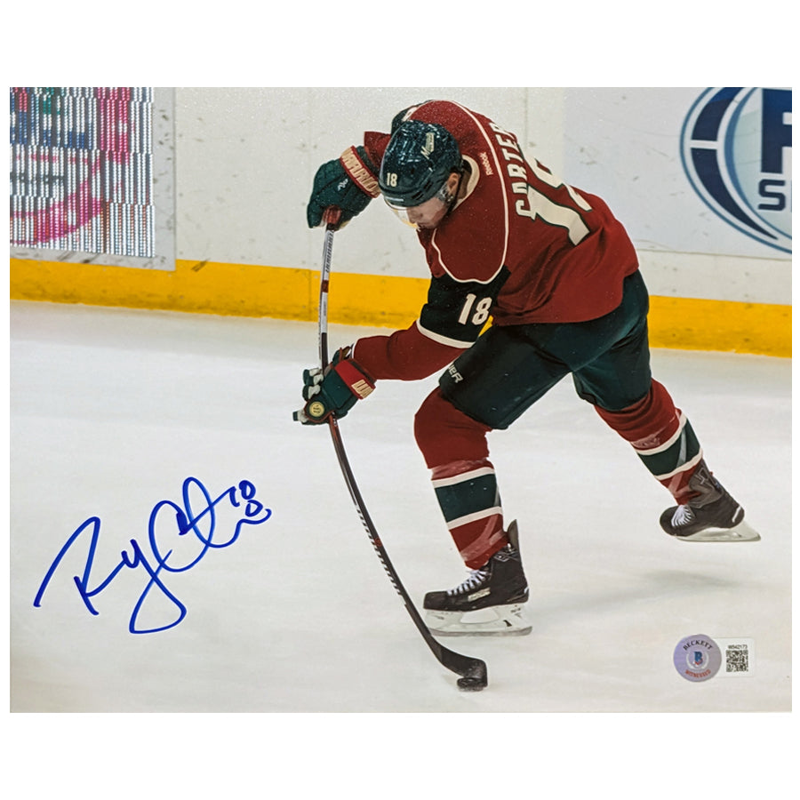 Ryan Carter Autographed Minnesota Wild 8x10 Photo Red Jersey Autographs FanHQ   