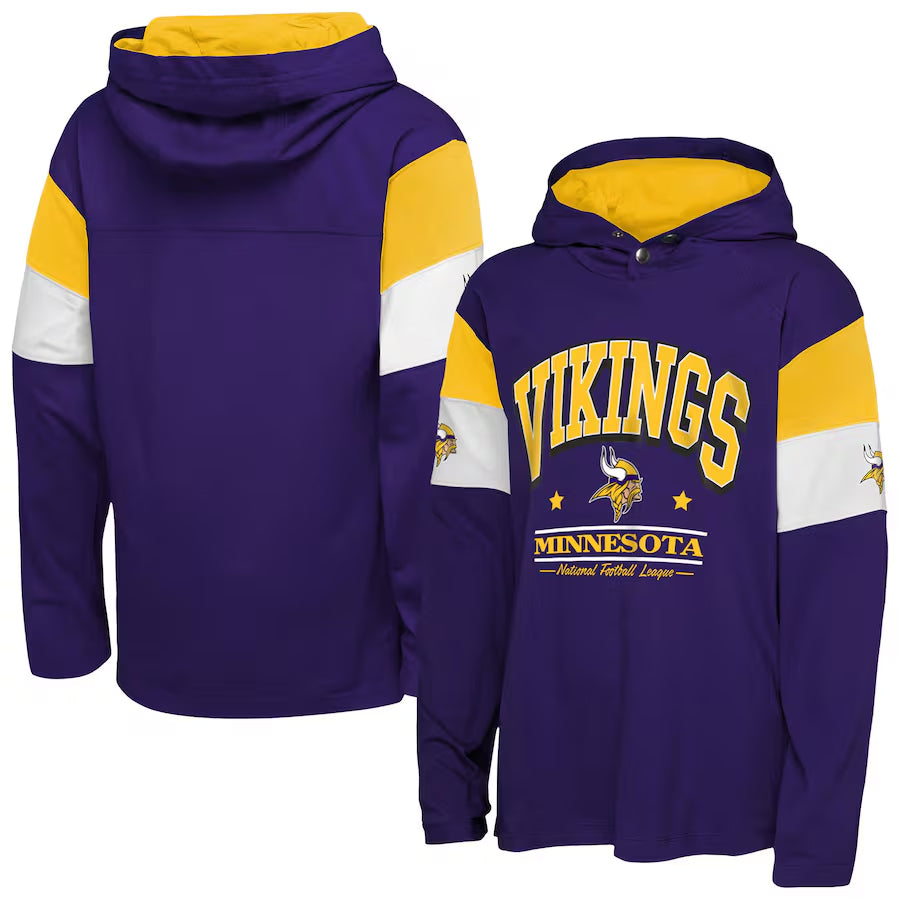 Minnesota Vikings Youth Champs Long Sleeve Hooded Jersey Tee Kids Outerstuff