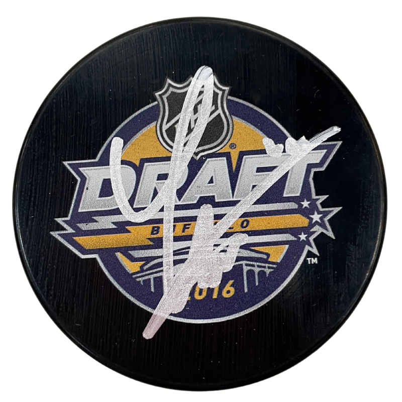 Brandon Duhaime Autographed 2016 NHL Draft Logo Puck