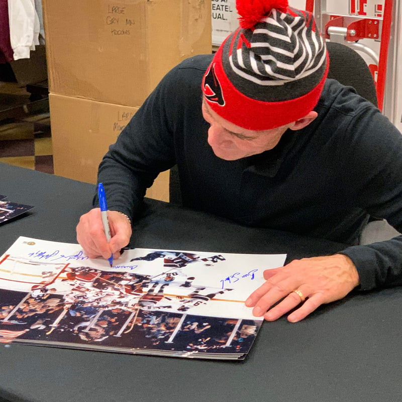 Coneheads Autographed Miracle On Ice 16x20 Photo Mark Pavelich Buzz Schneider John Harrington Autographs FanHQ