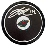 Joel Eriksson Ek Autographed Minnesota Wild Black Logo Puck Autographs FanHQ