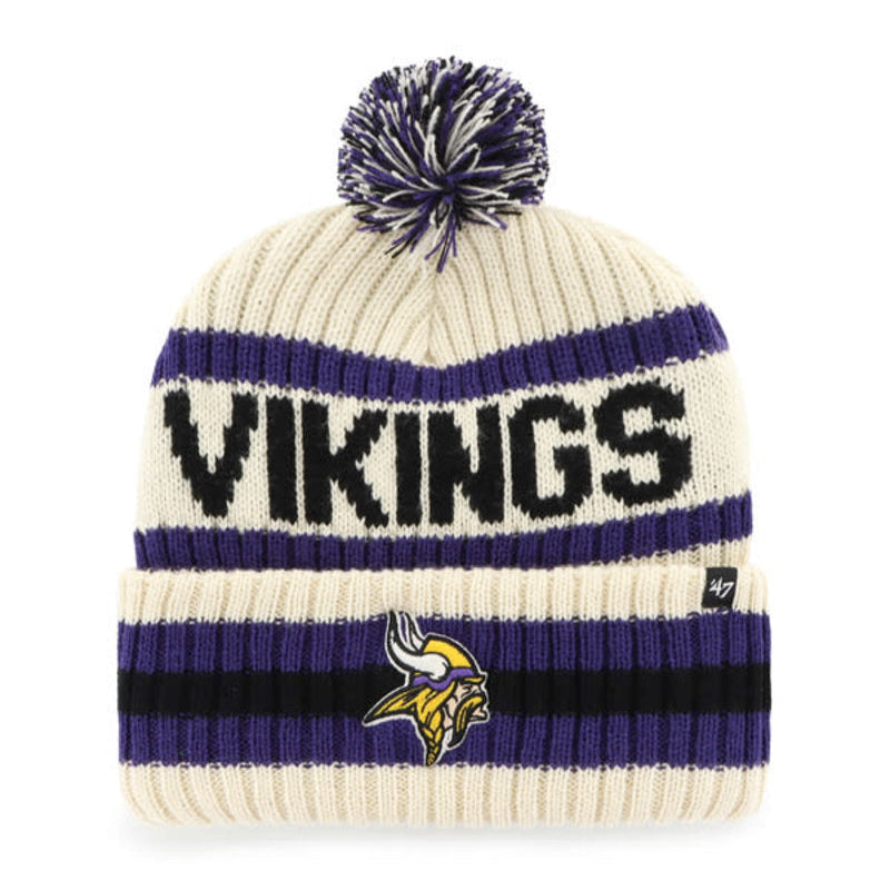 Minnesota Vikings '47 Brand Natural Bering Cuff Knit w/ Pom Hats 47 Brand