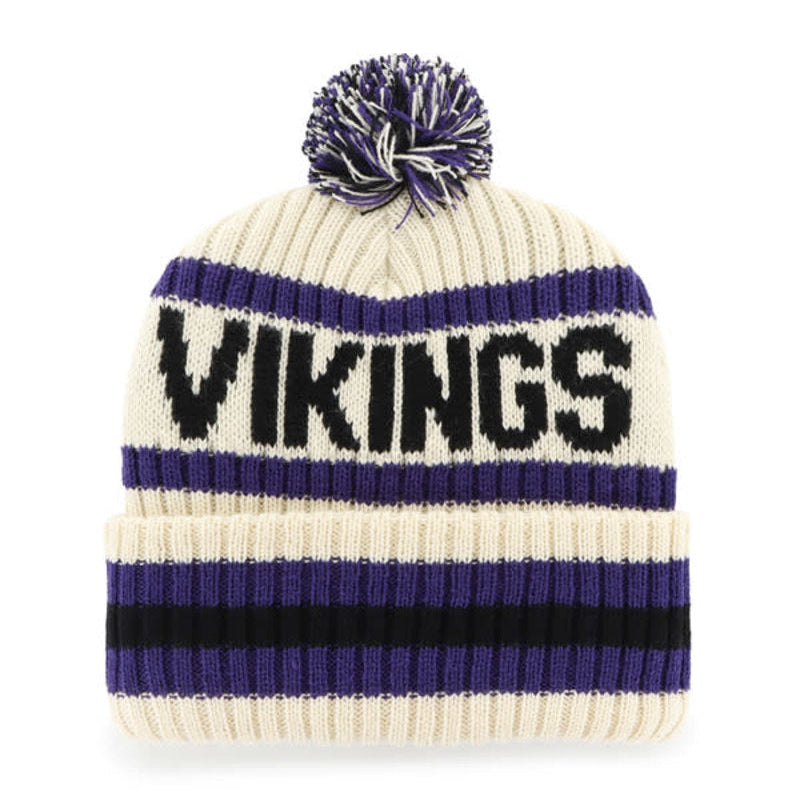 Minnesota Vikings '47 Brand Natural Bering Cuff Knit w/ Pom Hats 47 Brand